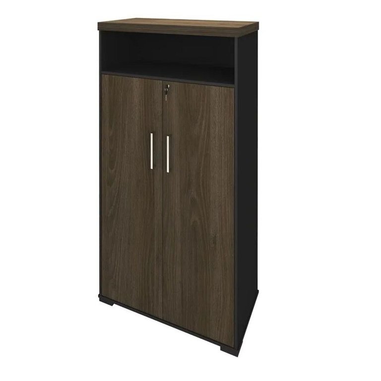 Armário para Escritório 3 Prateleiras e 2 Portas | Artany:charuto/preto Armário para Escritório 3 Prateleiras e 2 Portas | Artany:charuto/preto