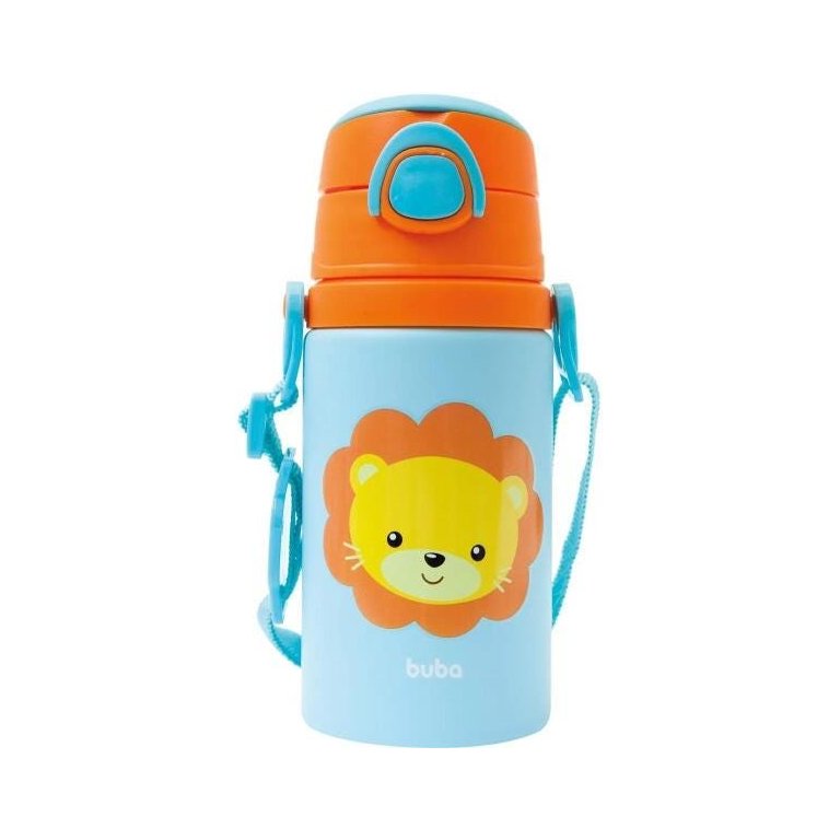 Garrafinha de Alumínio com Canudo - Animal Fun - Leão - Buba BUB12115
