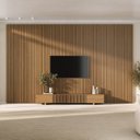 Ver imagem 1 de Rack com Painel Ripado TV 86 Polegadas Planejado 400x250cm Aruá CabeCasa MadeiraOriginals Marrom