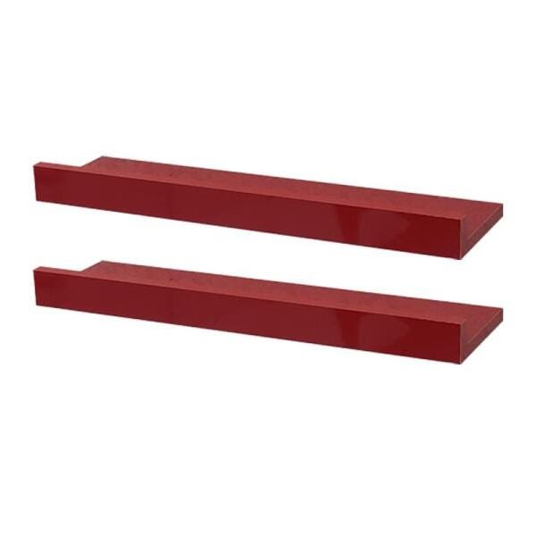 Kit 2 Prateleiras Porta Quadros 80 x 15cm Vermelha Suporte Invisível - 1