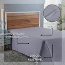 Ver imagem 4 de Lençol Cama Casal 100% Algodão sem Elástico Percal 300 Fios Hotel Pousada:cinza