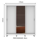 Ver imagem 3 de Guarda-Roupa Casal Madesa Lyon Plus 3 Portas de Correr com Espelho 4 Gavetas com Pés Branco Cor:Bran