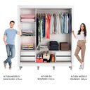 Ver imagem 4 de Guarda-Roupa Casal Madesa Lyon Plus 3 Portas de Correr com Espelho 4 Gavetas com Pés Branco Cor:Bran
