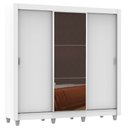 Ver imagem 2 de Guarda-Roupa Casal Madesa Lyon Plus 3 Portas de Correr com Espelho 4 Gavetas com Pés Branco Cor:Bran