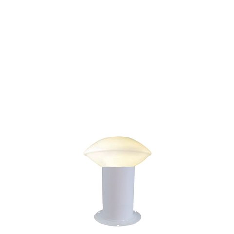 Balizador de Jardim Contemporâneo Vidro Tipo Lua 30cm P300 em Alumínio Branco