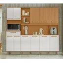 Ver imagem 1 de Armário de Cozinha Pilar Detalhes Ripado Frisado - Freijó Uv/off Acetinado/ripado Poliman