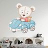 Adesivo de Parede Infantil Ursinho no Carrinho-Pequeno 55x51cm - 1