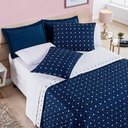 Ver imagem 6 de Cobre Leito + Jogo de Cama Queen + Jogo de Banho Petit Poá 12 Peças 100% Poliéster - Marinho
