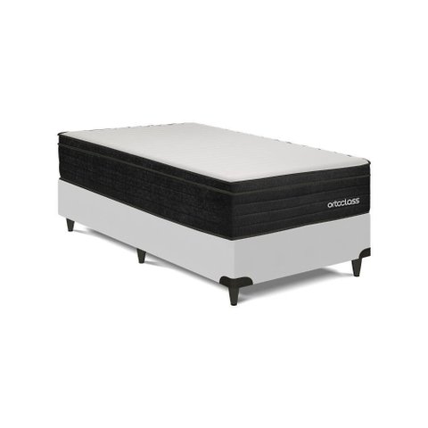 Cama Box com Colchão Solteiro Poli Pillow D45 Espuma Branco Ortobom