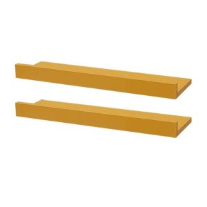 Kit 2 Prateleiras Porta Quadros 90 x 15cm Amarela Suporte Invisível