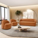 Ver imagem 1 de Kit 02 Poltronas Giratória e 01 Sofá Orgânico Leez 170cm 02 Lugares Couríssimo Caramelo - Desk