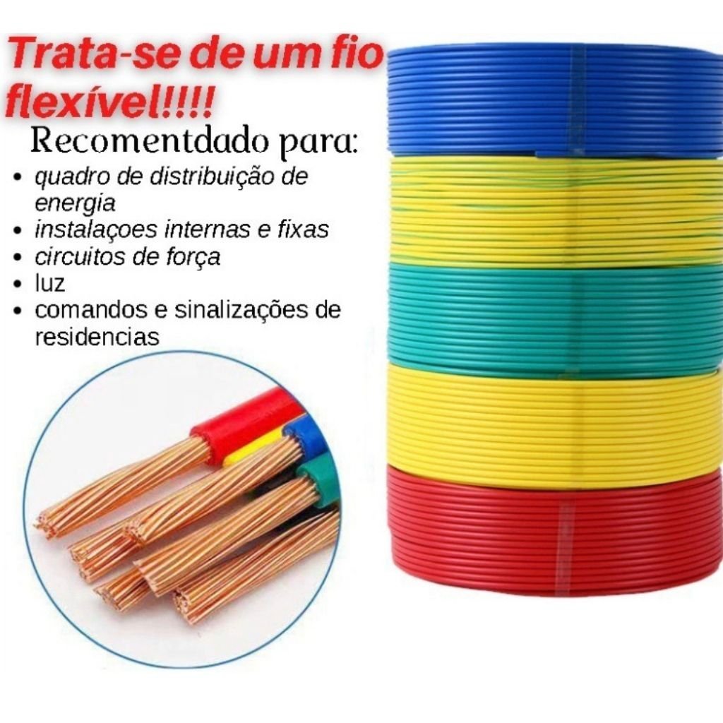 Fio cabo flexivel eletrico 2,5mm 25 metros :branco - 3