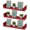 Ver imagem 2 de Kit 3 Prateleiras U 90 x 15cm Vermelha Suporte Invisível
