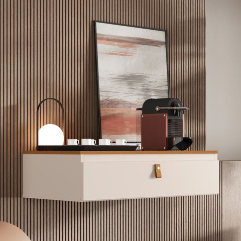 Console Suspenso Diana Minimalista Versátil Gaveta Espaçosa:off White/frijó