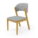Ver imagem 2 de Cadeira Amanda Madeira Maciça Estofada para Mesa de Jantar Linho Cinza 407