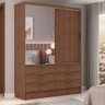 Guarda-roupa Solteiro Diamantina 2 Portas de Correr 6 Gavetas com Espelho Marrom - Panorama Móveis - 1