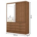 Ver imagem 5 de Guarda-roupa Solteiro Diamantina 2 Portas de Correr 6 Gavetas com Espelho Marrom - Panorama Móveis