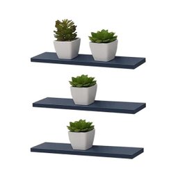Kit 3 Prateleiras 70 x 20cm azul Suporte Invisível - 2