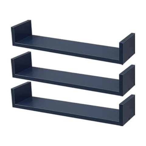 Kit 3 Prateleiras U 80 x 15cm azul Suporte Invisível
