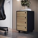 Ver imagem 3 de Gaveteiro Multiuso com Rodinhas Escritório Quarto 4 Gavetas Organizador Office Oak Preto