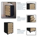 Ver imagem 5 de Gaveteiro Multiuso com Rodinhas Escritório Quarto 4 Gavetas Organizador Office Oak Preto