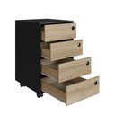 Ver imagem 4 de Gaveteiro Multiuso com Rodinhas Escritório Quarto 4 Gavetas Organizador Office Oak Preto