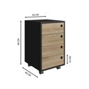 Ver imagem 2 de Gaveteiro Multiuso com Rodinhas Escritório Quarto 4 Gavetas Organizador Office Oak Preto