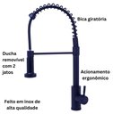 Ver imagem 5 de Torneira Gourmet Acqua Metais 3017 Giratória 2 Jatos Preta para Cozinha