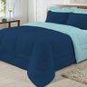 Edredom Dupla Face 100% Algodão Malha Casal Gran Moratta 01 Peça - Azul/ Marinho - 1