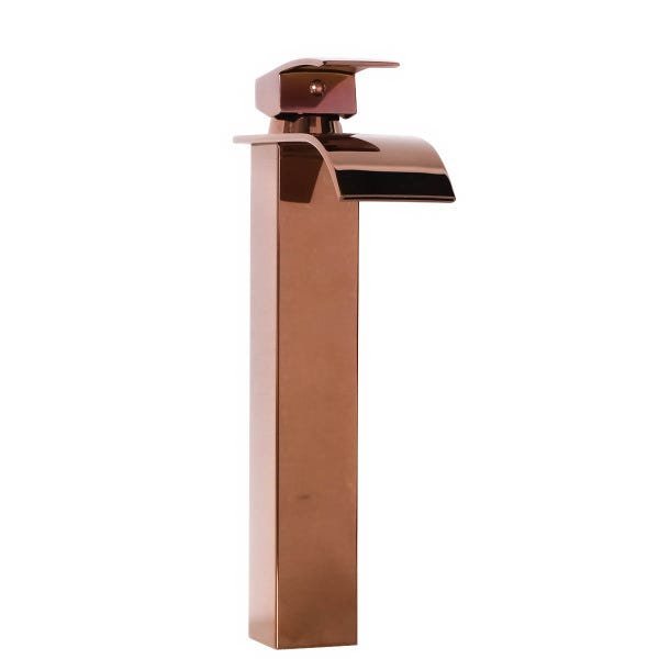 Torneira Cascata Banheiro Misturador Monocomando Alta Metal Rosê Gold - 2