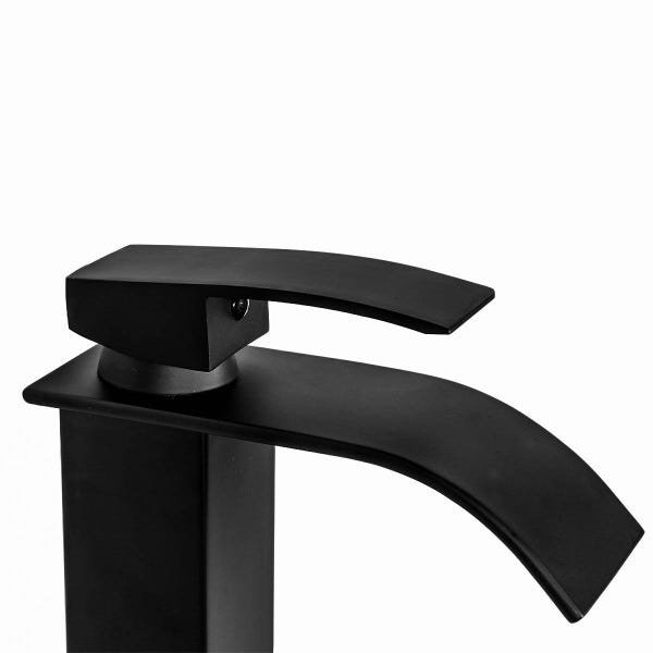 Torneira Cascata Banheiro Misturador Monocomando Alta Metal Preta - 3