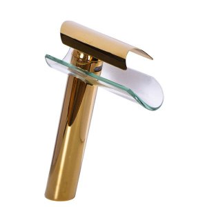 Torneira Cascata Banheiro Monocomando Misturador Calha Alta Dourada