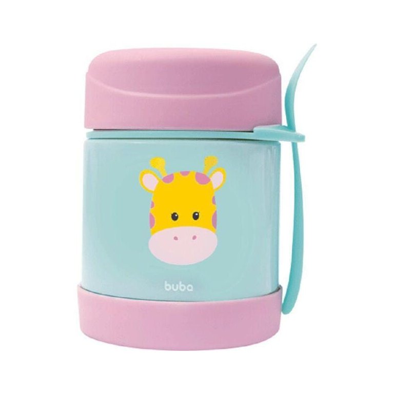 Pote Térmico Infantil Bebê Buba Animais Fun com Talher Leão Macaco Unicórnio Girafa Buba
