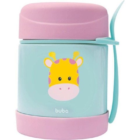 Pote Térmico Infantil Bebê Buba Animais Fun com Talher Leão Macaco Unicórnio Girafa Buba
