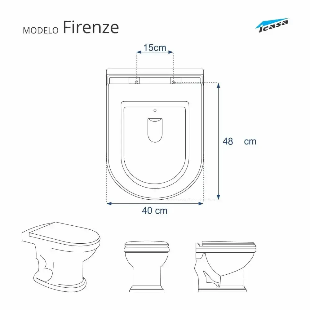 Tampa de Vaso em MDF Firenze Palha para bacia Icasa - 5