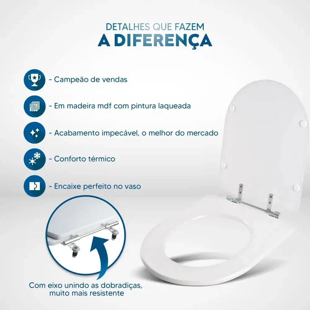 Tampa de Vaso Sanitário Firenze Cinza Claro para bacia Icasa - 3