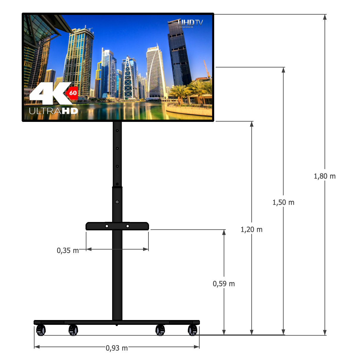 Suporte Móvel para TV com Rodízios - 32 a 70 Ped-02 - 3