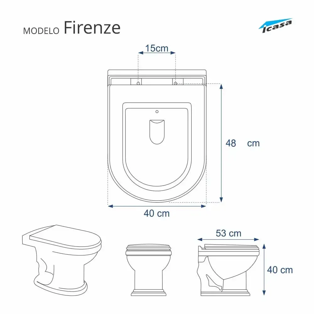 Assento Sanitário Poliéster Firenze Cinza Claro para vaso Icasa - 2
