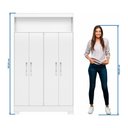 Ver imagem 4 de Conjunto para Escritório 2 Mesas e 1 Armário Multiuso 4 Portas Preto Tx Notável Móveis