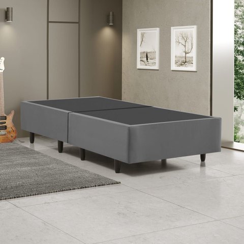Base Box Dobrável Solteiro para Colchão 88x188cm Compacto - Cinza