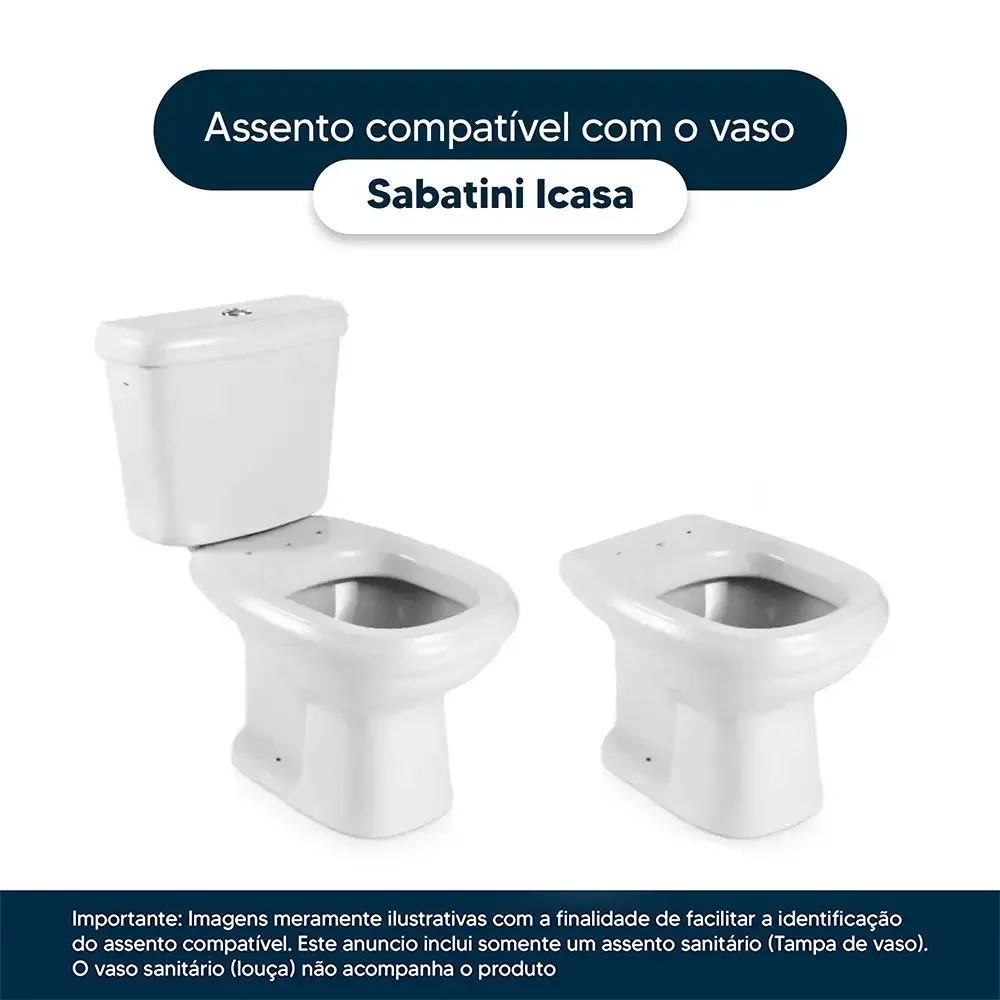 Tampa de Privada Poliéster Sabatini Branco para louça Icasa 6lpf - 4