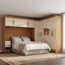 Ver imagem 1 de Guarda Roupa Casal Modulado com Espelho e Cabeceira 100% MDF Imperial Yescasa Cinamomo/Off White