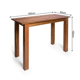 Balcão 1,60m para Bar Rústico Decorativo em Madeira Maciça com 3 Banquetas Bh - Natural - 4