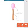 Colher Infantil de Silicone Cabo em Bambu Refeição Bebê Rosa - 4