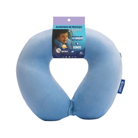 Almofada de Pescoço Sonos Infantil para Viagem e Descanso - Azul Claro