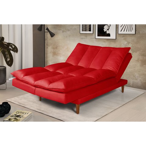 Sofá Cama Vancouver Suede 3 Lugares Vermelho 373 Império Estofados