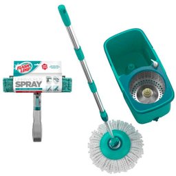 Balde Mop Giratório Pro Mop7824 e Limpa Vidros Spray FLP6384- Flashlimp - 1
