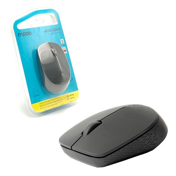 Mouse Rapoo M100 Silent, Wireless 2.4 GHz, Bluetooth, 1000 DPI, Clique Silencioso, Preto - RA009 - 1
