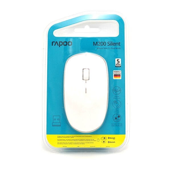 Mouse Rapoo M200 Silent, Wireless 2.4 GHz, Bluetooth, 1300 DPI, Clique Silencioso, Branco - RA012 - 7