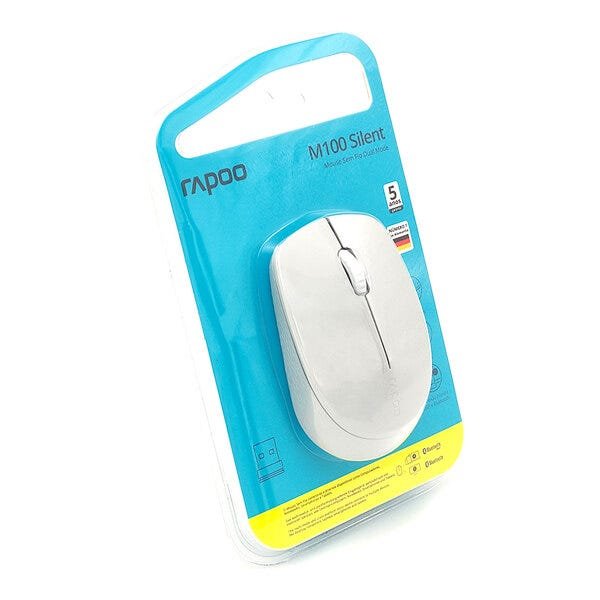 Mouse Rapoo M100 Silent, Wireless 2.4 GHz, Bluetooth, 1000 DPI, Clique Silencioso, Branco - RA010 - 8